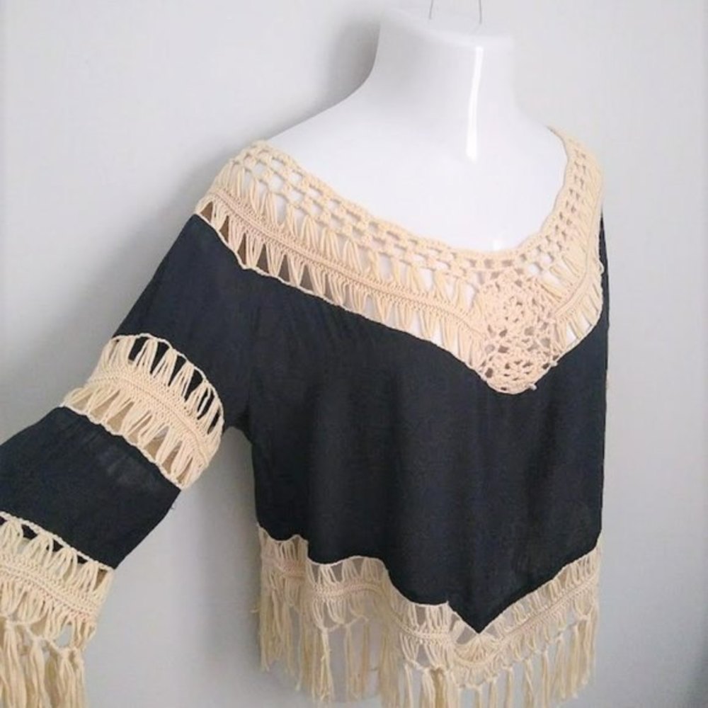 Altar'd State Boho Crochet Fringe Festival Top Sz Small